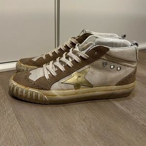 Authentic Golden Goose Deluxe MidStar highrise Sneakers in Natural/brown/Gold